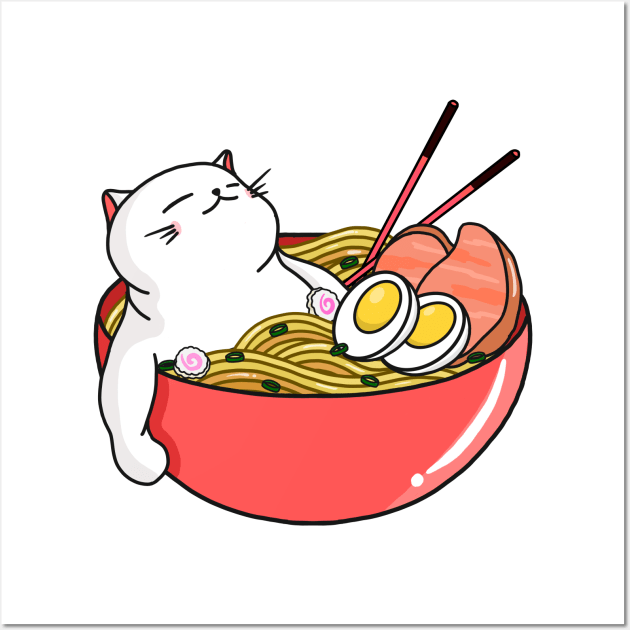 Cat Ramen Wall Art by Kimprut